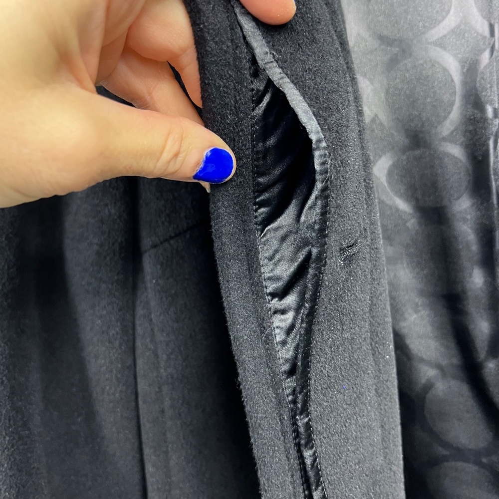 •|•PRESTON & YORK•| Angora + Wool Full Length Coat Black Size 8 - Picture 10 of 16